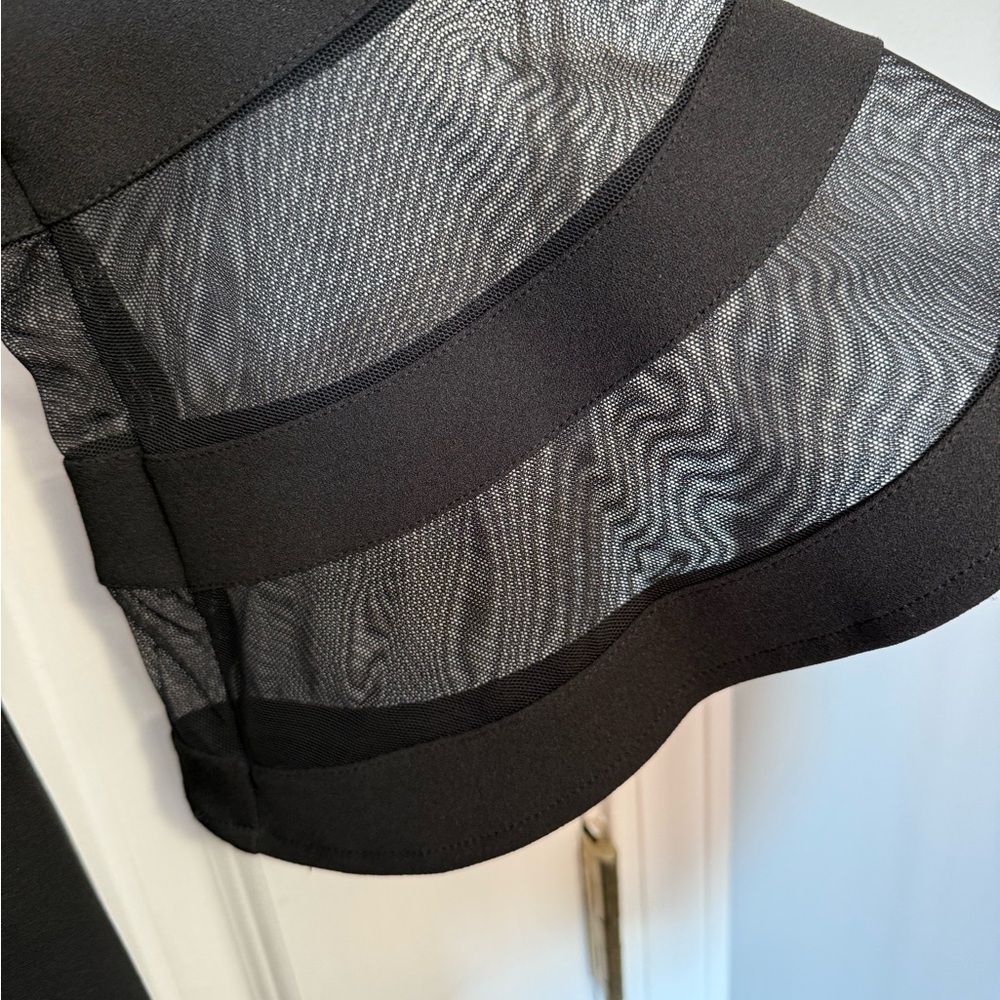 Sandra Darren Black Long Sleeve Dress with Mesh Bell Sleeves - Picture 3 of 4